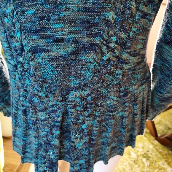 NIC & ZOE Cardigan in an earthy black, teal & green:  Size L - Picture 9 of 11